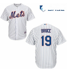 Mens Majestic New York Mets 19 Jay Bruce Replica White Home Cool Base MLB Jersey 