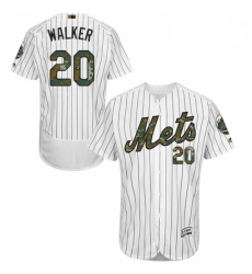 Mens Majestic New York Mets 20 Neil Walker Authentic White 2016 Memorial Day Fashion Flex Base MLB Jersey