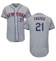 Mens Majestic New York Mets 21 Todd Frazier Grey Road Flex Base Authentic Collection MLB Jersey