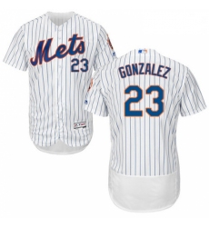 Mens Majestic New York Mets 23 Adrian Gonzalez White Home Flex Base Authentic Collection MLB Jersey
