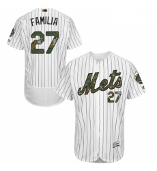 Mens Majestic New York Mets 27 Jeurys Familia Authentic White 2016 Memorial Day Fashion Flex Base MLB Jersey