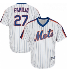 Mens Majestic New York Mets 27 Jeurys Familia Replica White Alternate Cool Base MLB Jersey