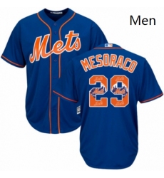 Mens Majestic New York Mets 29 Devin Mesoraco Authentic Royal Blue Team Logo Fashion Cool Base MLB Jersey 