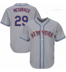 Mens Majestic New York Mets 29 Devin Mesoraco Replica Grey Road Cool Base MLB Jersey 
