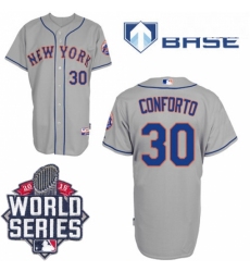 Mens Majestic New York Mets 30 Michael Conforto Authentic Grey Road Cool Base 2015 World Series MLB Jersey