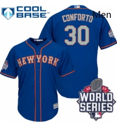 Mens Majestic New York Mets 30 Michael Conforto Authentic Royal Blue Alternate Road Cool Base 2015 World Series MLB Jersey