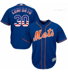 Mens Majestic New York Mets 30 Michael Conforto Authentic Royal Blue USA Flag Fashion MLB Jersey