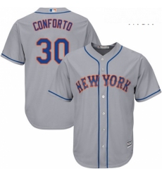 Mens Majestic New York Mets 30 Michael Conforto Replica Grey Road Cool Base MLB Jersey