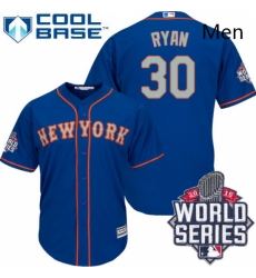 Mens Majestic New York Mets 30 Nolan Ryan Authentic Royal Blue Alternate Road Cool Base 2015 World Series MLB Jersey