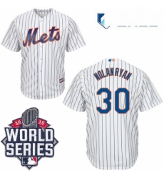 Mens Majestic New York Mets 30 Nolan Ryan Authentic White Home Cool Base 2015 World Series MLB Jersey