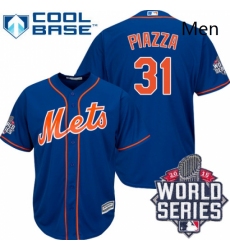 Mens Majestic New York Mets 31 Mike Piazza Authentic Royal Blue Alternate Home Cool Base 2015 World Series MLB Jersey