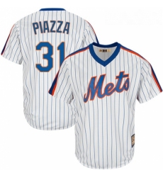 Mens Majestic New York Mets 31 Mike Piazza Replica White Cooperstown MLB Jersey