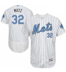 Mens Majestic New York Mets 32 Steven Matz Authentic White 2016 Fathers Day Fashion Flex Base MLB Jersey