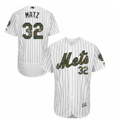 Mens Majestic New York Mets 32 Steven Matz Authentic White 2016 Memorial Day Fashion Flex Base MLB Jersey
