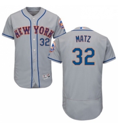 Mens Majestic New York Mets 32 Steven Matz Grey Road Flex Base Authentic Collection MLB Jersey