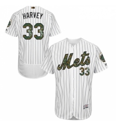 Mens Majestic New York Mets 33 Matt Harvey Authentic White 2016 Memorial Day Fashion Flex Base MLB Jersey