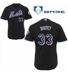 Mens Majestic New York Mets 33 Matt Harvey Replica Black Cool Base MLB Jersey