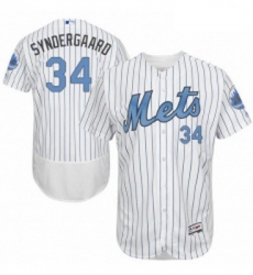Mens Majestic New York Mets 34 Noah Syndergaard Authentic White 2016 Fathers Day Fashion Flex Base MLB Jersey