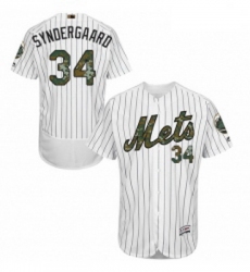 Mens Majestic New York Mets 34 Noah Syndergaard Authentic White 2016 Memorial Day Fashion Flex Base Jersey 