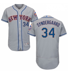Mens Majestic New York Mets 34 Noah Syndergaard Grey Road Flex Base Authentic Collection MLB Jersey