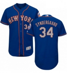 Mens Majestic New York Mets 34 Noah Syndergaard RoyalGray Alternate Flex Base Authentic Collection MLB Jersey