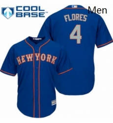 Mens Majestic New York Mets 4 Wilmer Flores Replica Royal Blue Alternate Road Cool Base MLB Jersey