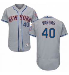 Mens Majestic New York Mets 40 Jason Vargas Grey Road Flex Base Authentic Collection MLB Jersey