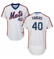 Mens Majestic New York Mets 40 Jason Vargas White Alternate Flex Base Authentic Collection MLB Jersey