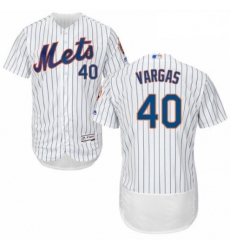 Mens Majestic New York Mets 40 Jason Vargas White Home Flex Base Authentic Collection MLB Jersey