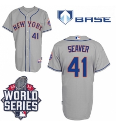 Mens Majestic New York Mets 41 Tom Seaver Authentic Grey Road Cool Base 2015 World Series MLB Jersey