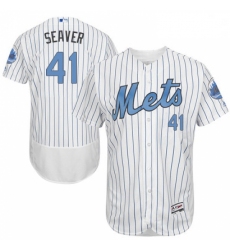 Mens Majestic New York Mets 41 Tom Seaver Authentic White 2016 Fathers Day Fashion Flex Base MLB Jersey