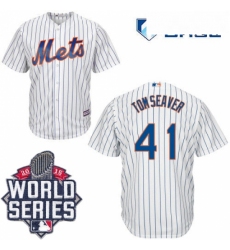 Mens Majestic New York Mets 41 Tom Seaver Authentic White Home Cool Base 2015 World Series MLB Jersey