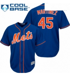Mens Majestic New York Mets 45 Pedro Martinez Replica Royal Blue Alternate Home Cool Base MLB Jersey 