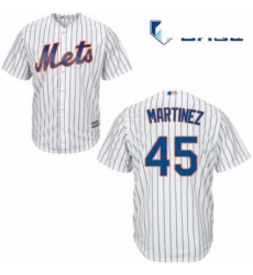 Mens Majestic New York Mets 45 Pedro Martinez Replica White Home Cool Base MLB Jersey 