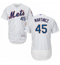 Mens Majestic New York Mets 45 Pedro Martinez White Home Flex Base Authentic Collection MLB Jersey