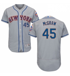 Mens Majestic New York Mets 45 Tug McGraw Grey Road Flex Base Authentic Collection MLB Jersey