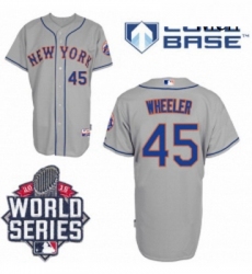 Mens Majestic New York Mets 45 Zack Wheeler Authentic Grey Road Cool Base 2015 World Series MLB Jersey
