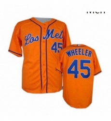 Mens Majestic New York Mets 45 Zack Wheeler Authentic Orange Los Mets Cool Base MLB Jersey