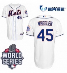 Mens Majestic New York Mets 45 Zack Wheeler Authentic White Alternate Cool Base 2015 World Series MLB Jersey