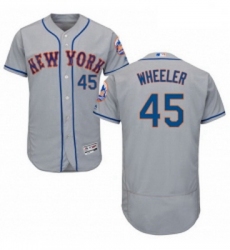 Mens Majestic New York Mets 45 Zack Wheeler Grey Road Flex Base Authentic Collection MLB Jersey