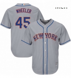 Mens Majestic New York Mets 45 Zack Wheeler Replica Grey Road Cool Base MLB Jersey