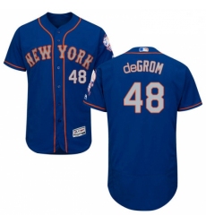 Mens Majestic New York Mets 48 Jacob deGrom RoyalGray Alternate Flex Base Authentic Collection MLB Jersey