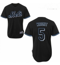 Mens Majestic New York Mets 5 David Wright Authentic Black Fashion MLB Jersey