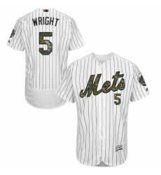 Mens Majestic New York Mets 5 David Wright Authentic White 2016 Memorial Day Fashion Flex Base MLB Jersey