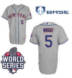 Mens Majestic New York Mets 5 David Wright Replica Grey Road Cool Base 2015 World Series MLB Jersey