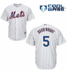 Mens Majestic New York Mets 5 David Wright Replica White Home Cool Base MLB Jersey