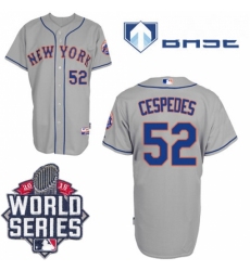 Mens Majestic New York Mets 52 Yoenis Cespedes Authentic Grey Road Cool Base 2015 World Series MLB Jersey