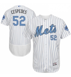 Mens Majestic New York Mets 52 Yoenis Cespedes Authentic White 2016 Fathers Day Fashion Flex Base MLB Jersey