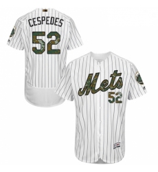 Mens Majestic New York Mets 52 Yoenis Cespedes Authentic White 2016 Memorial Day Fashion Flex Base MLB Jersey