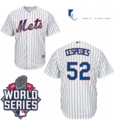 Mens Majestic New York Mets 52 Yoenis Cespedes Authentic White Home Cool Base 2015 World Series MLB Jersey